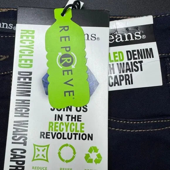 NWT D. Jeans Recycled Denim High Waist Capri Womens 6 Dark Blue - Picture 5 of 9